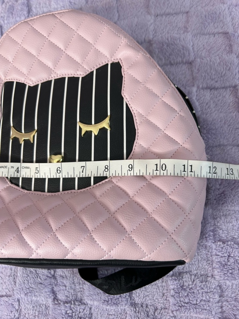 Betsey Johnson Kitty Backpack - Pink, Black and White with Cat Face on Front - Picture 7 of 9